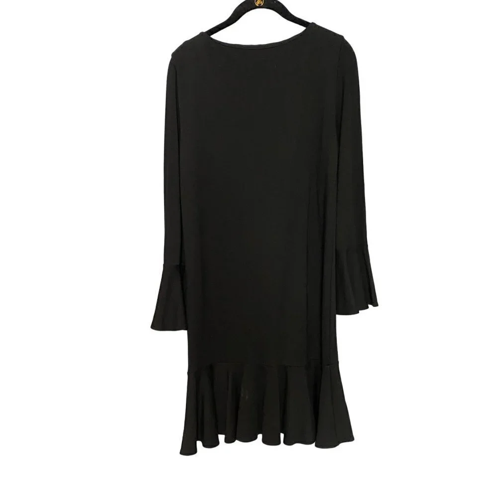 French Connection Matuka Lula Black Ruffle Hem Bell Sleeves Dress Women's Size 4